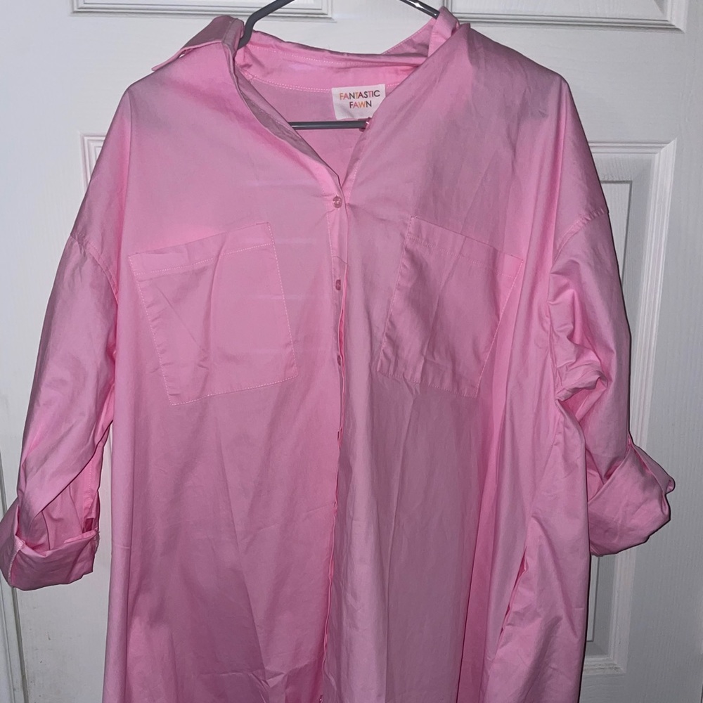 Pink shirt dress
